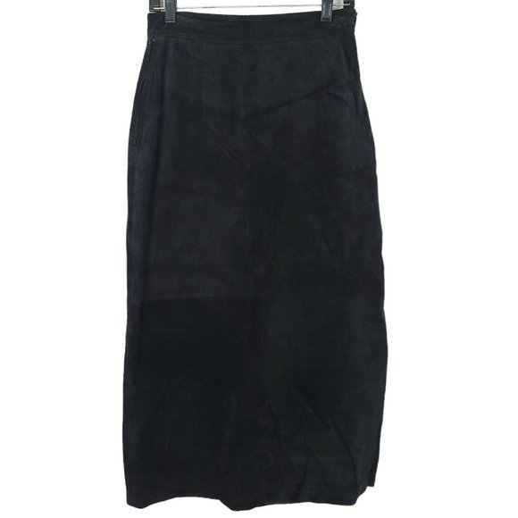 Vintage 90s Saguaro Suede Leather Skirt Womens Size 10 Side Zip Back Slit NEW
